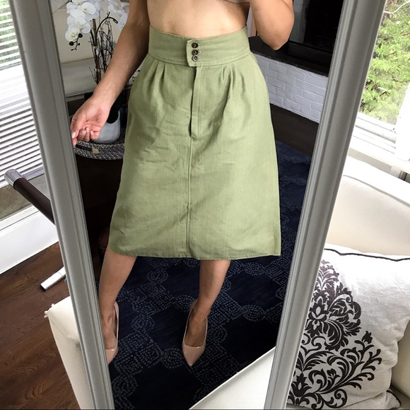 Dresses & Skirts - 🍏 GREEN JEAN HIGH WAIST MIDI SKIRT!